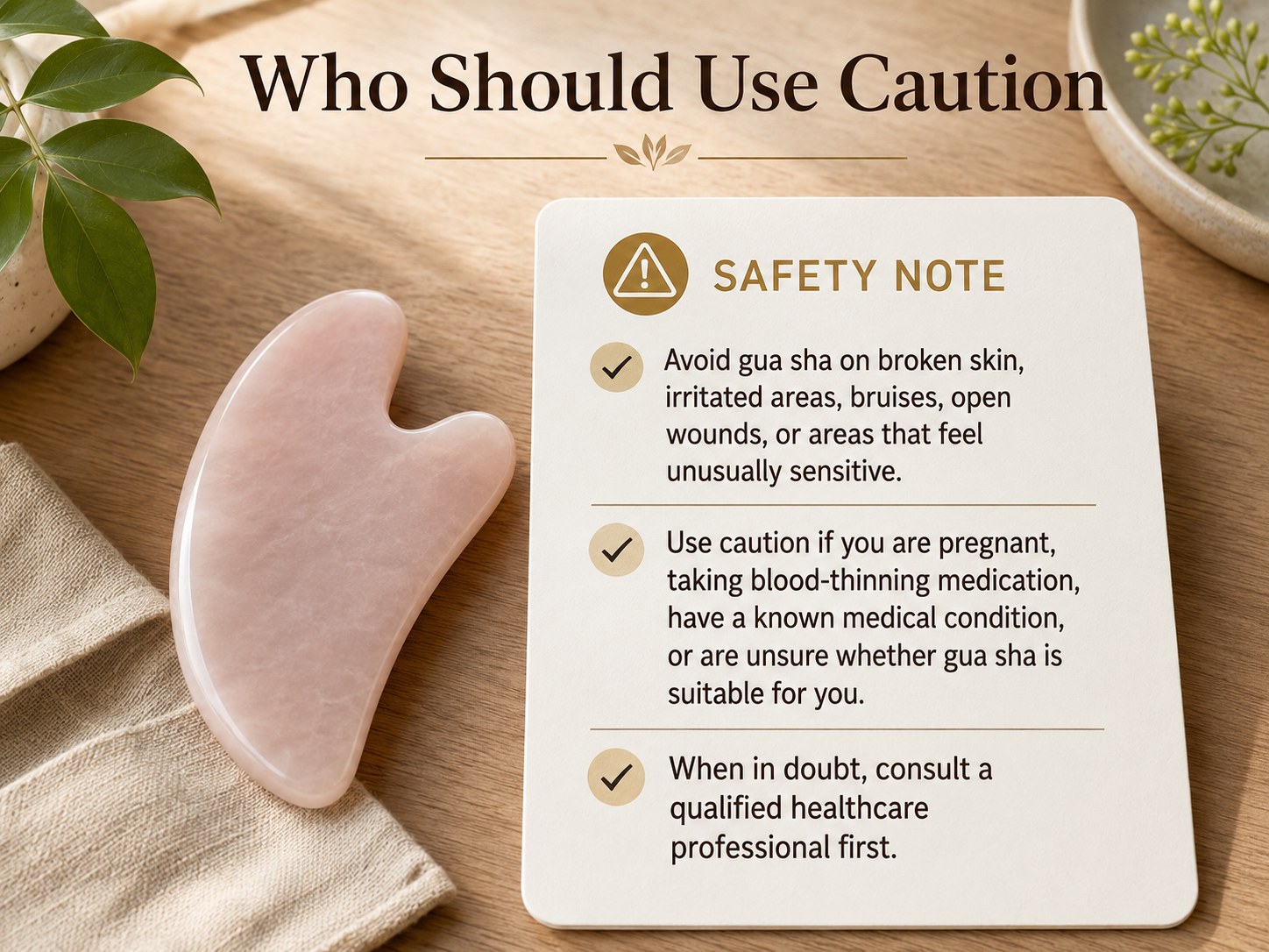 Gua sha safety note for users who should use caution
