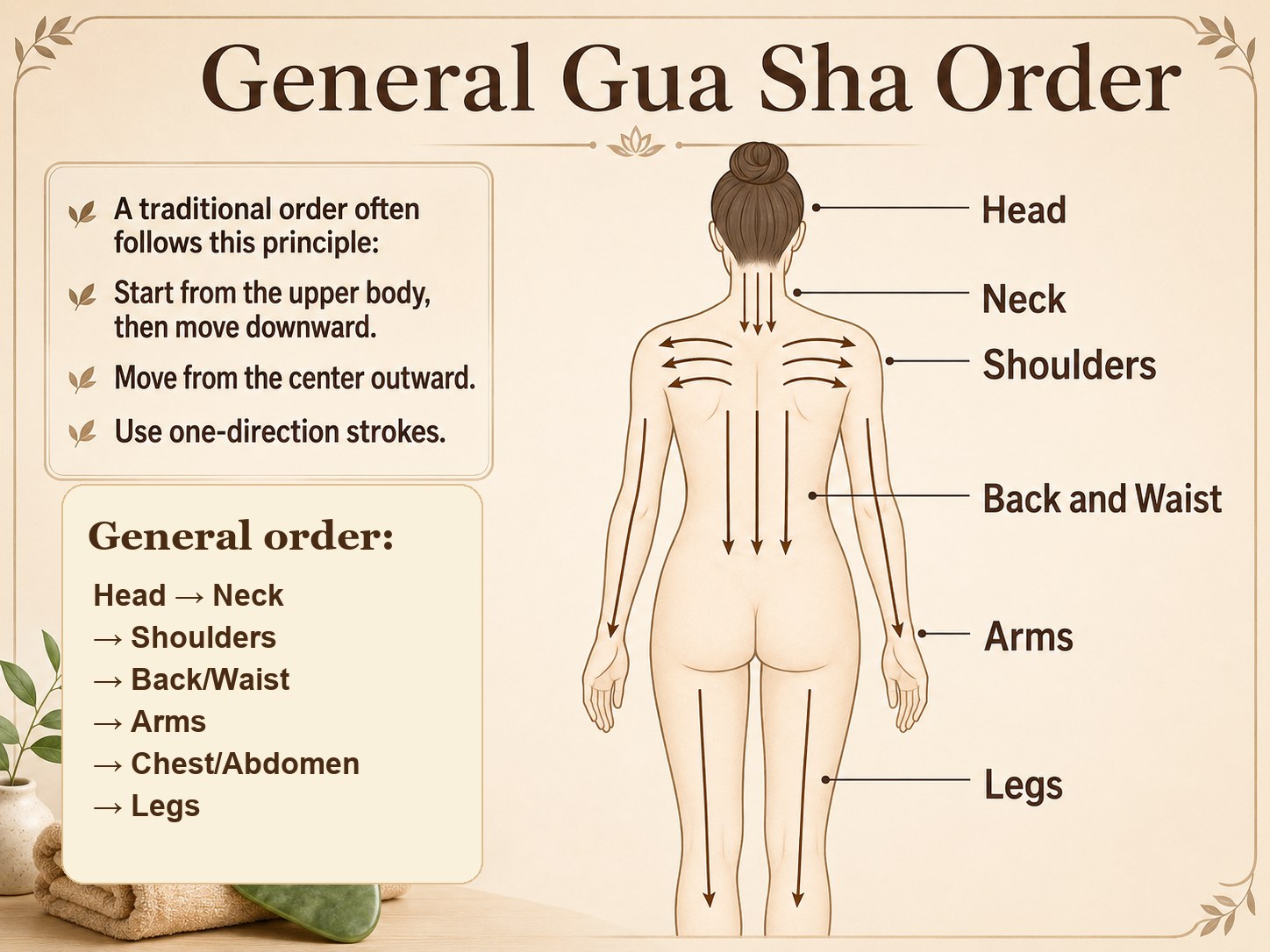 General gua sha order from head to legs
