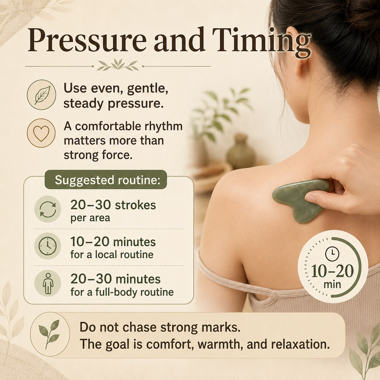 Gua sha pressure and timing guide for beginners