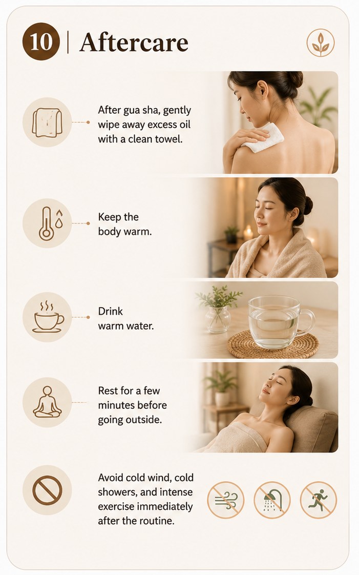 Gua sha aftercare steps
