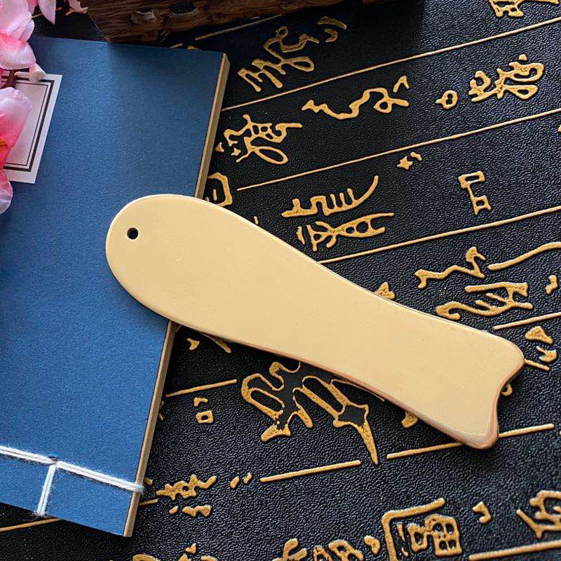 Brass Gua Sha Scraping Massage Tool, Fish and S-Shape, Handheld Face and Body Wellness Plate - Image 2