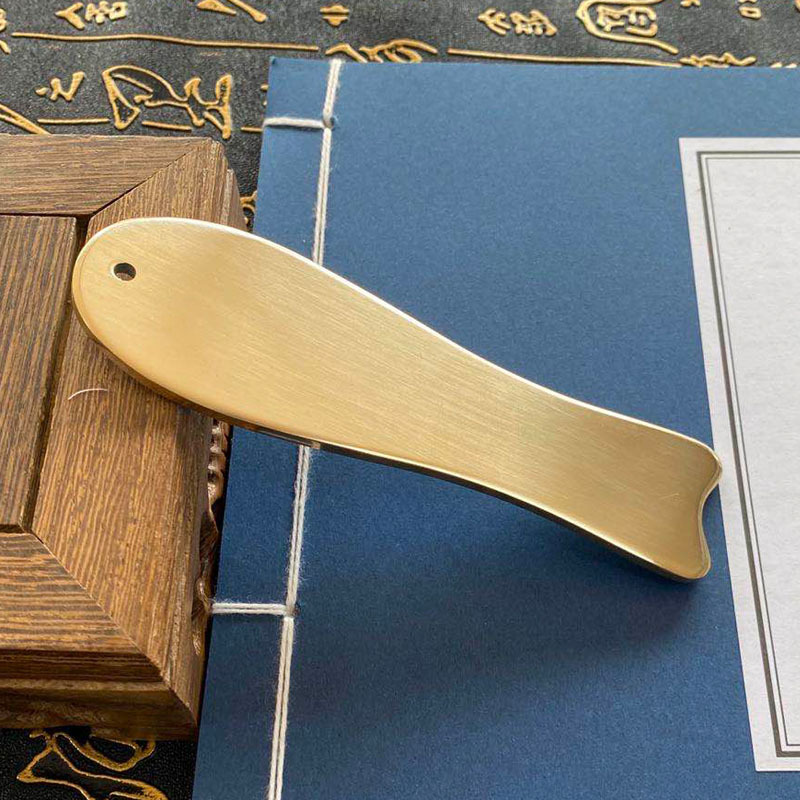 Brass Gua Sha Scraping Massage Tool, Fish and S-Shape, Handheld Face and Body Wellness Plate - Image 4