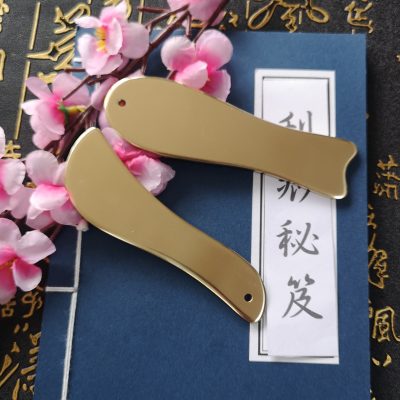Brass Gua Sha Scraping Massage Tool, Fish and S-Shape, Handheld Face and Body Wellness Plate