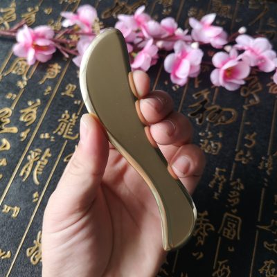 Solid Brass Gua Sha Facial Massage Tool, S-Shaped Scraping Board for Eye and Face Wellness Routine