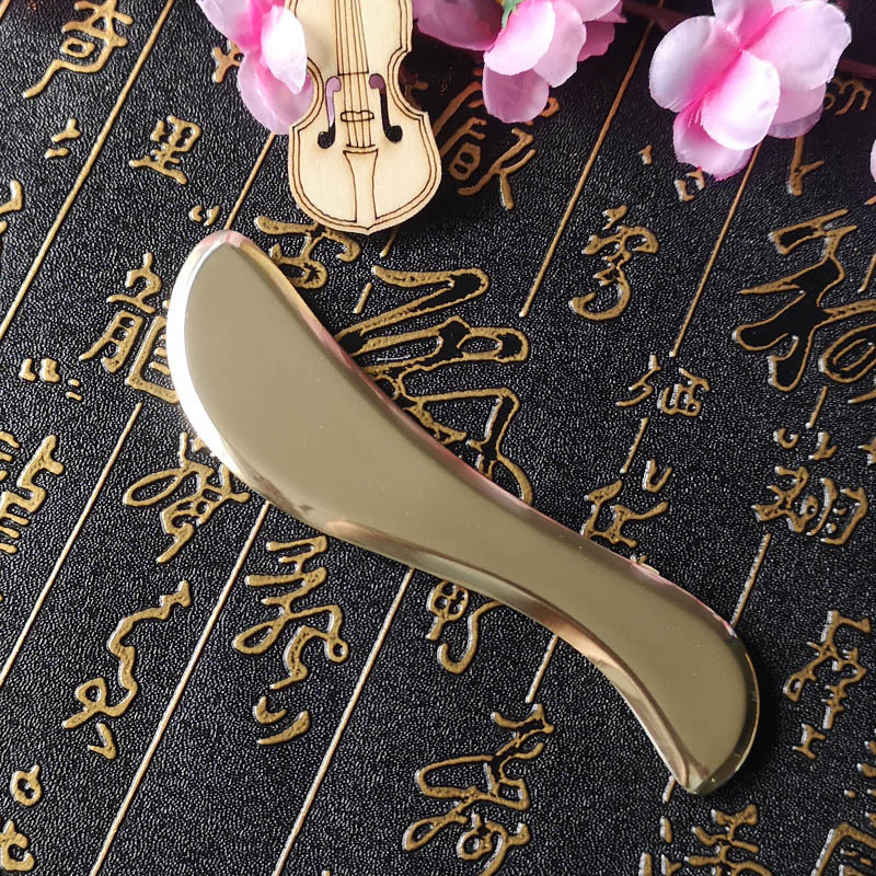 Solid Brass Gua Sha Facial Massage Tool, S-Shaped Scraping Board for Eye and Face Wellness Routine - Image 2