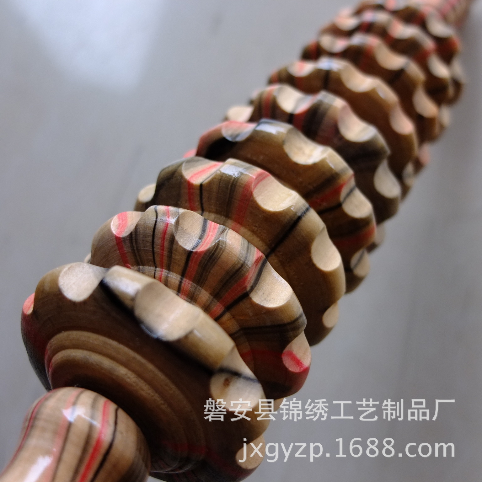 Wooden 9-Wheel Roller Massage Stick for Back and Abdominal Relaxation, Self-Care Massage Tool - Image 5