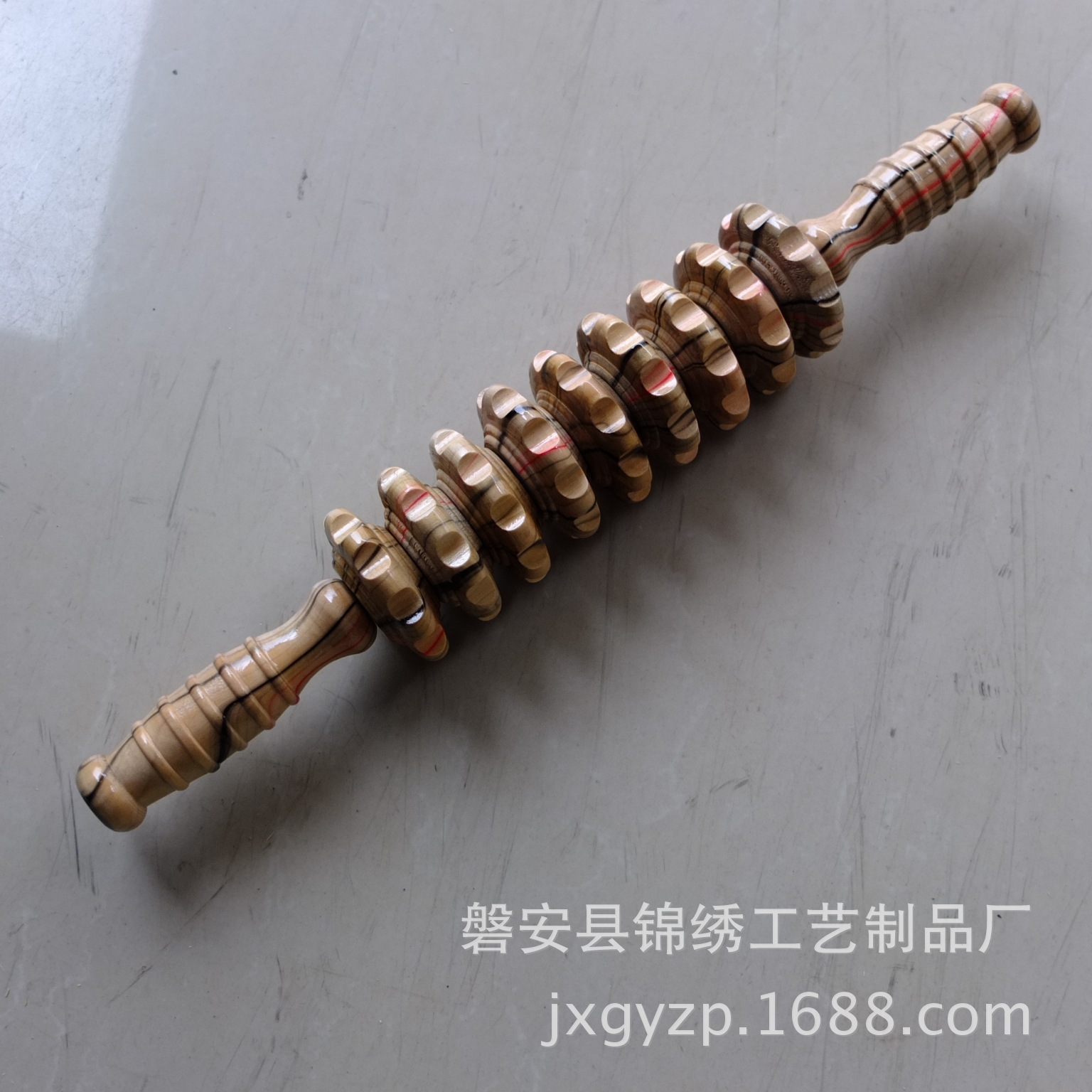 Wooden 9-Wheel Roller Massage Stick for Back and Abdominal Relaxation, Self-Care Massage Tool - Image 4
