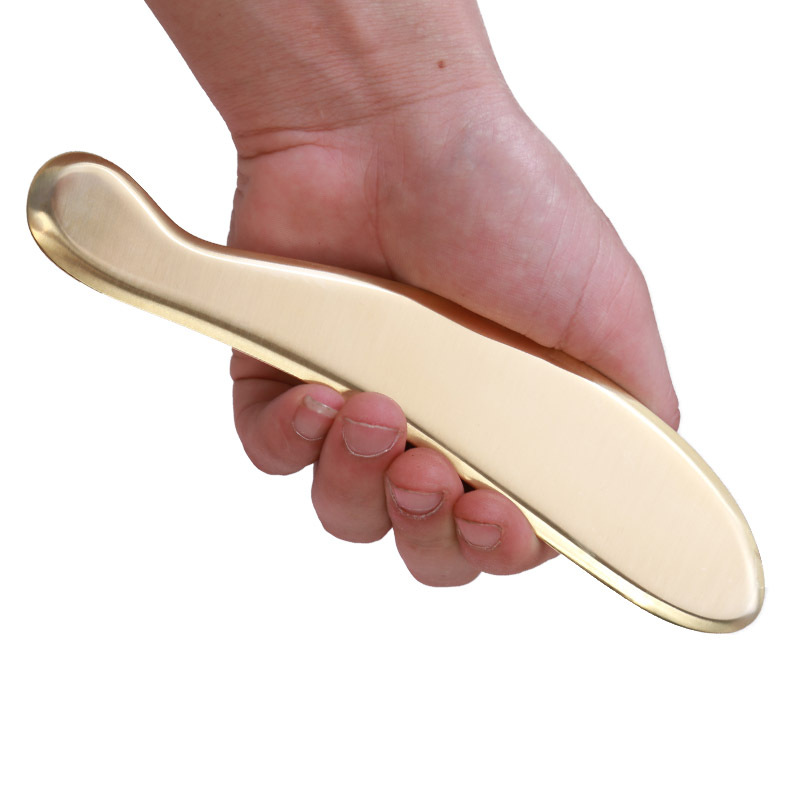 Pure Brass Bianstone Gua Sha Massage Board for Daily Wellness Body Scraping Routine