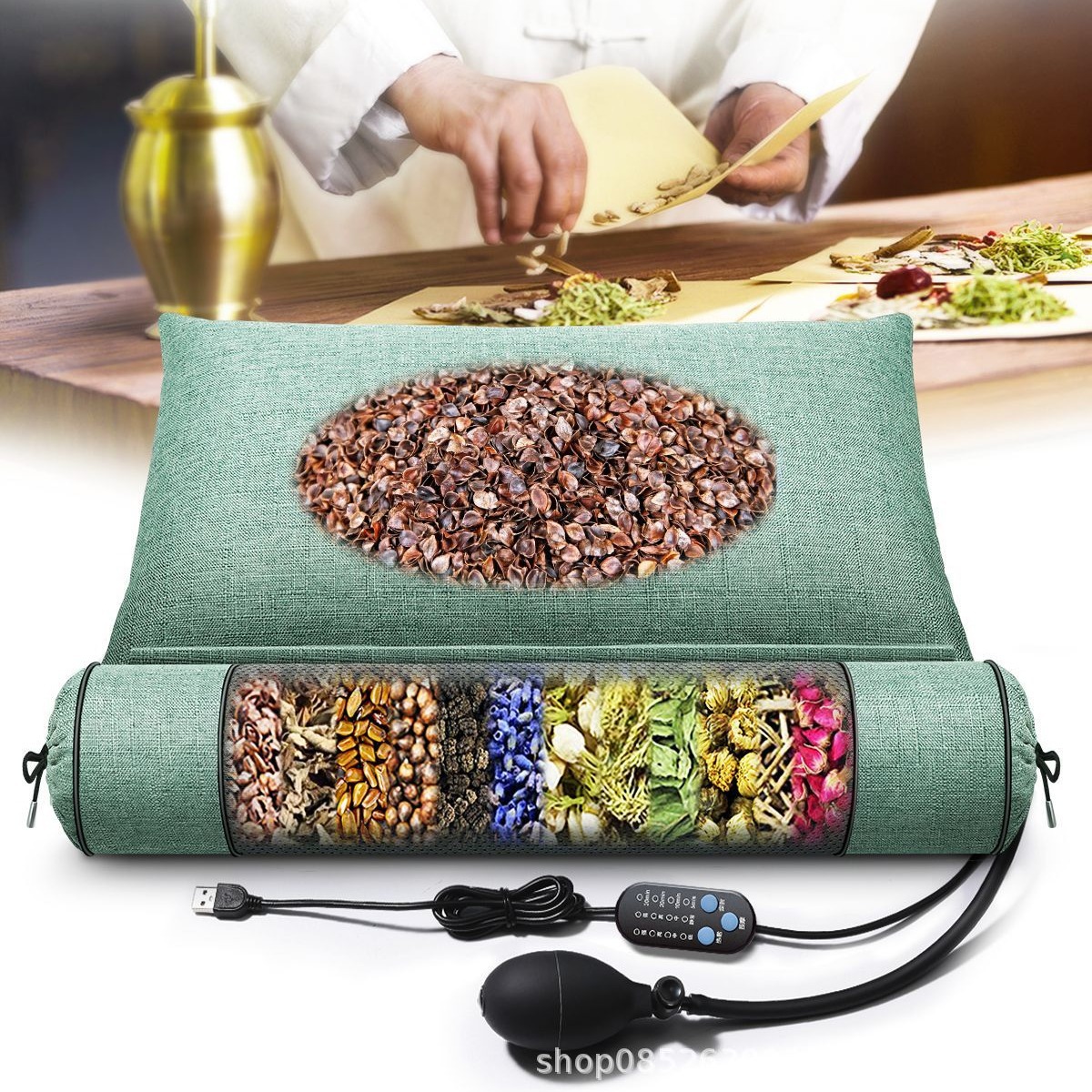Cylindrical Buckwheat Cassia Seed Pillow with Herbal Filling, Neck Support for Home Relaxation, Candy Shape - Image 3