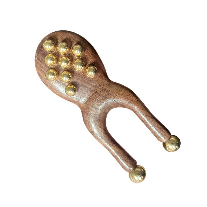 Brass Walnut Frog Massager for Facial Acupoint Massage, Eye Nose Lift Self-Care Tool - Image 5