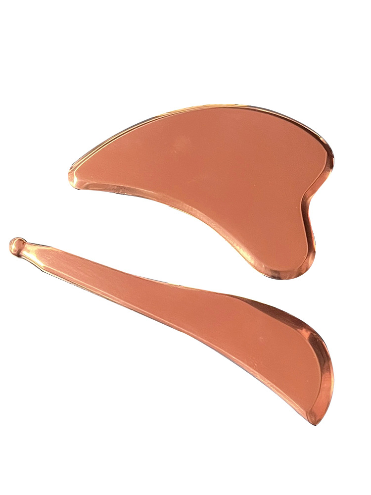Pure Copper Gua Sha Massage Board Set, Heart Shape & Tendon Stick for Facial Wellness Routine - Image 5