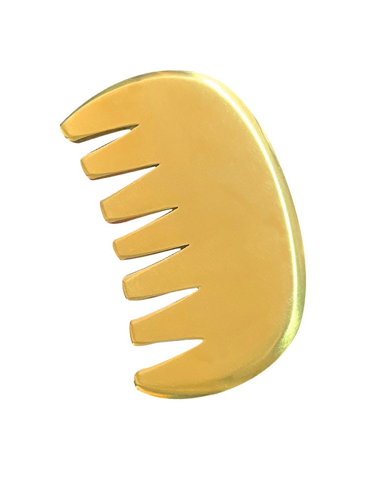 Brass Gua Sha Board with Comb Edge, Traditional Wellness Scraping Massage Tool - Image 5