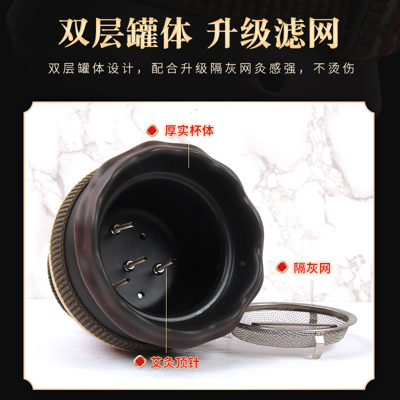 Handheld Fire Dragon Mug for Moxibustion and Gua Sha, Double-Layer Insulated Warm Compress Tool - Image 3