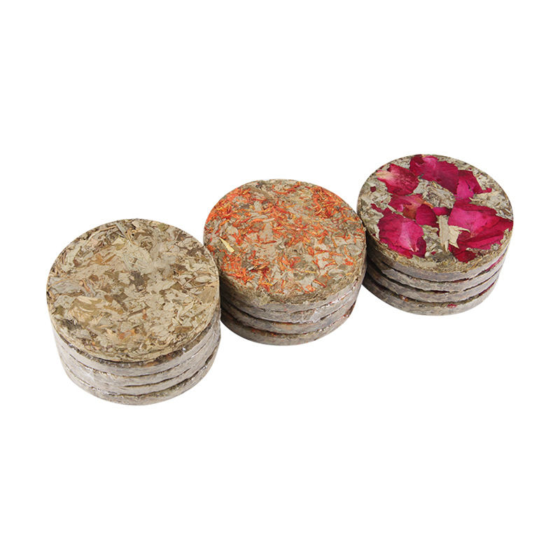 Pure mugwort leaf cake red flower rose compressed mugwort cake Dragon Boat Festival mugwort cake foot bath cake mother and infant foot bubble cake bath cake 30g - Image 5