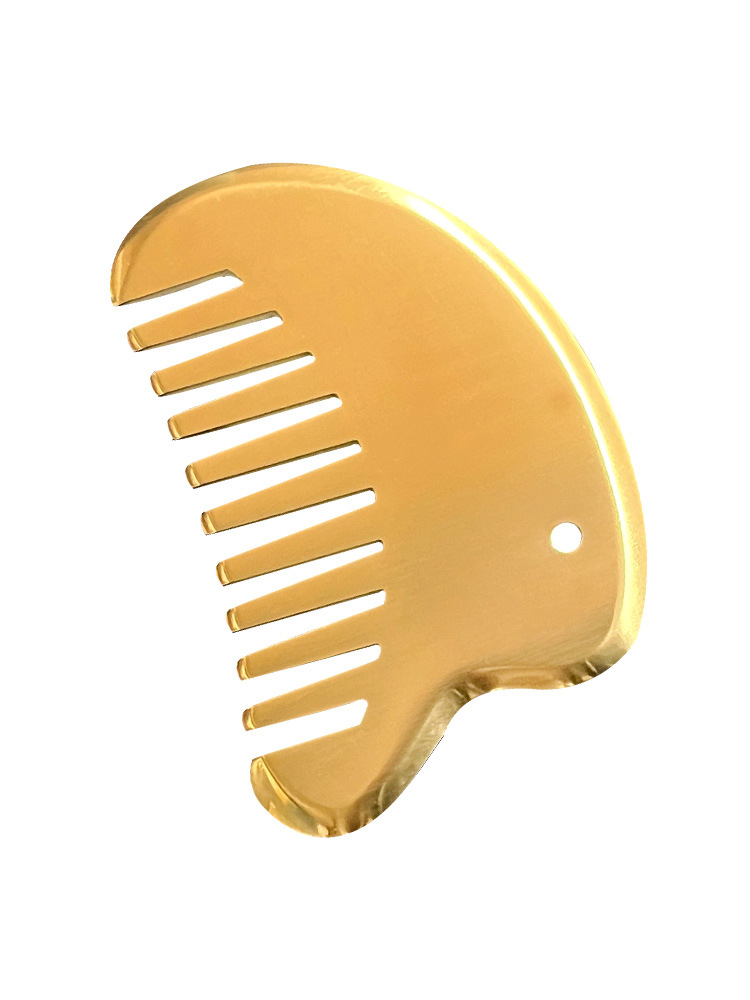 Solid Brass Half-Moon Gua Sha Comb for Scalp and Body, Acupoint-Inspired Wellness Massage Tool - Image 5