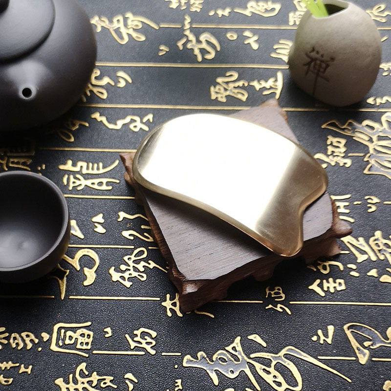 Pure Brass Gua Sha Scraping Tool, Tai Chi Arc Shape for Whole Body Wellness Massage