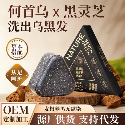 Polygonum Multiflorum Shampoo Soap with Processed Platycladus Arborvitae Leaves and Black Ganoderma Lucidum, Water-Cooled Soap, Handmade Soap, Fragrant Soap, Oil-Removing Shampoo, Oil Control