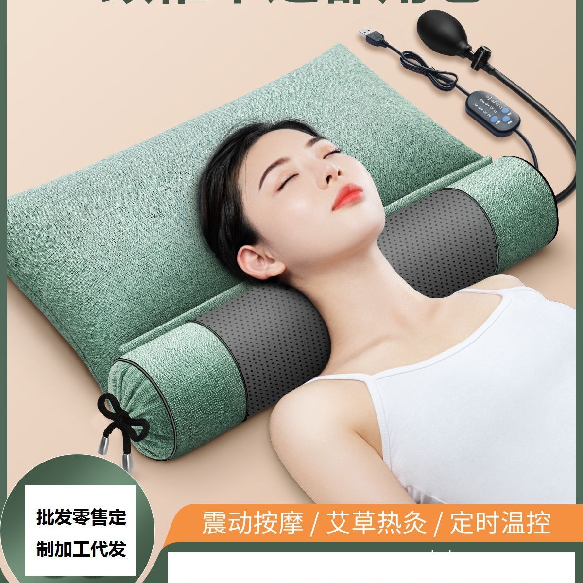 Cylindrical Buckwheat Cassia Seed Pillow with Herbal Filling, Neck Support for Home Relaxation, Candy Shape