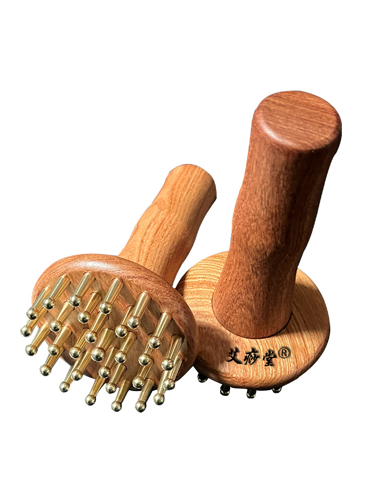 Aisha Tang Pure Brass Wood-Grain Belly Massage Brush, Portable Handle Massage Tool for Whole Body Relaxation - Image 5