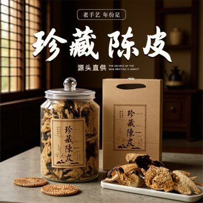 Authentic Sun-Dried Tangerine Peel from Guangdong, 250g in Glass Jar, Premium Aged Chenpi for Tea and Wellness Gifting