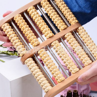 Wooden Roller Foot Massager for Home Self-Care, Manual Foot Massage Tool with Acupoint-Inspired Design