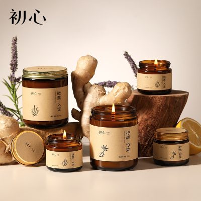 Natural Soy Wax Aromatherapy Candle, Ginger-Lemongrass Scent, Long-Lasting Fragrance for Home Relaxation and Gift