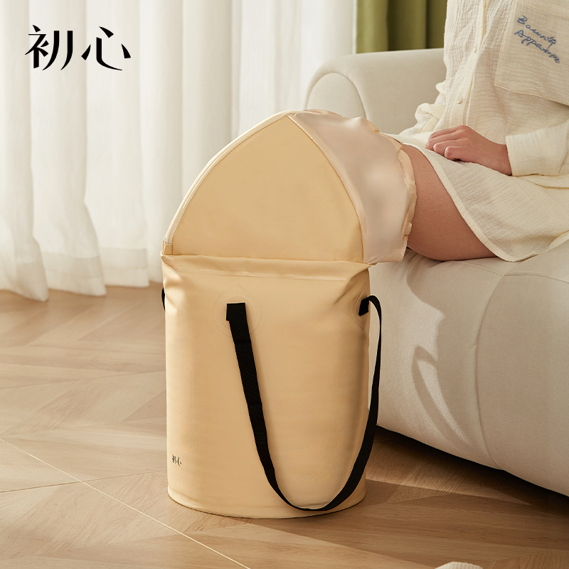 Foldable PVC Foot Spa Bucket with Drain, Over-Calf Deep Soak Tub for Home Foot Bath Routine - Image 2