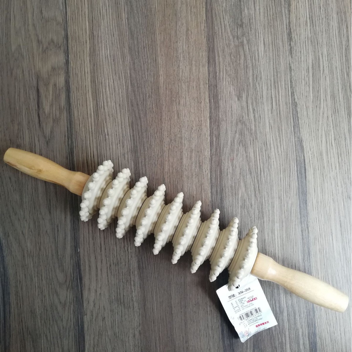 Wooden Nine-Roller Massage Tool for Back, Neck, and Leg Self-Care, Manual Acupoint-Inspired Body Wellness Roller - Image 4