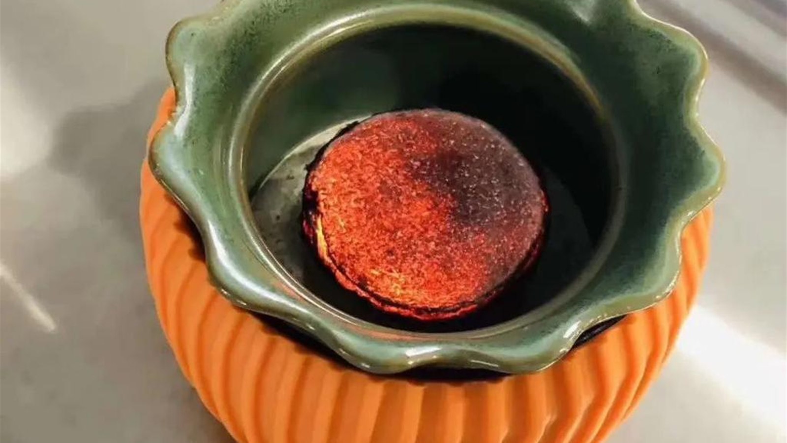 Fire Dragon Pot with a glowing moxa core for a warmth-based body ritual