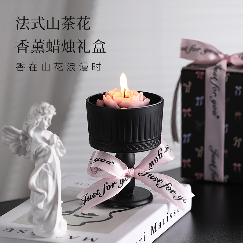 Elegant Camellia Aromatherapy Gift Box Birthday High-End Gift Holiday Souvenir Soy Wax Essential Oil Fragrance Ornament - Image 3