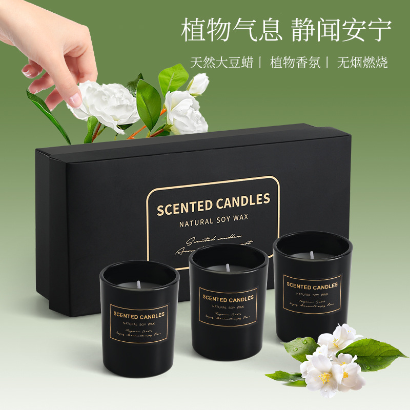 Aromatherapy Candles, Three-Pack Gift Box, High-End Soy Wax, Long-Lasting Indoor Fragrance, Wedding and Birthday Souvenir Ornaments - Image 3