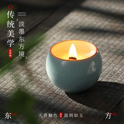 Ice-Cracked Ceramic Soybean Scented Candle, Birthday and Wedding High-End Fragrance Gift, Long-Lasting Decorative Piece, Customizable