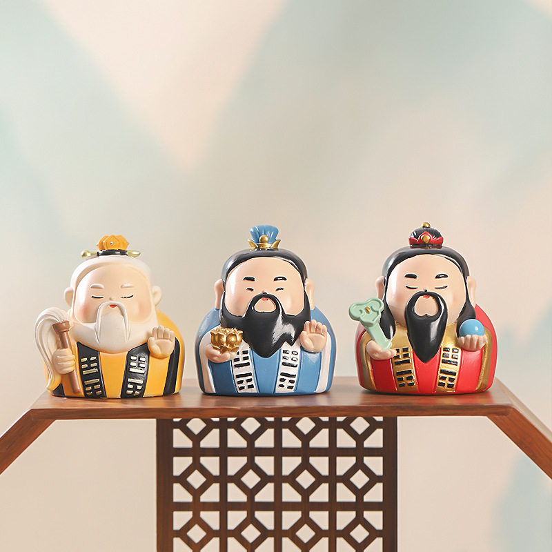 Chinese-Style Three-Clear Gods Resin Ornaments Creative Office Desk Decoration Small Ornaments Travel Cultural and Creative Souvenirs Gifts - Image 2