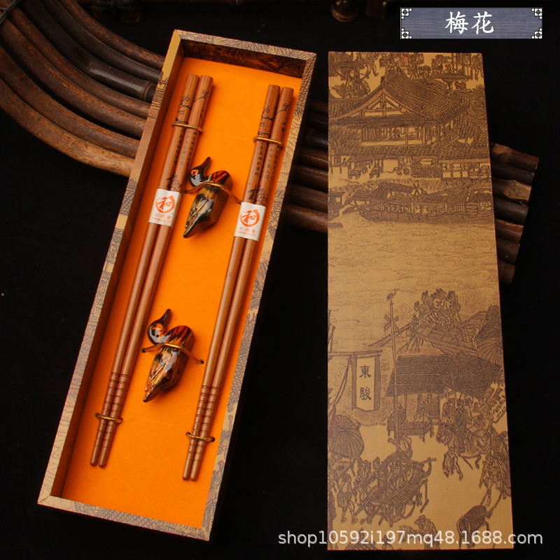 Bamboo Chopsticks Gift Box Set Chinese Style Retro Gift Cultural Creative National Trend Special Gift for Foreigners Solid Wood Chinese Style Gift - Image 2