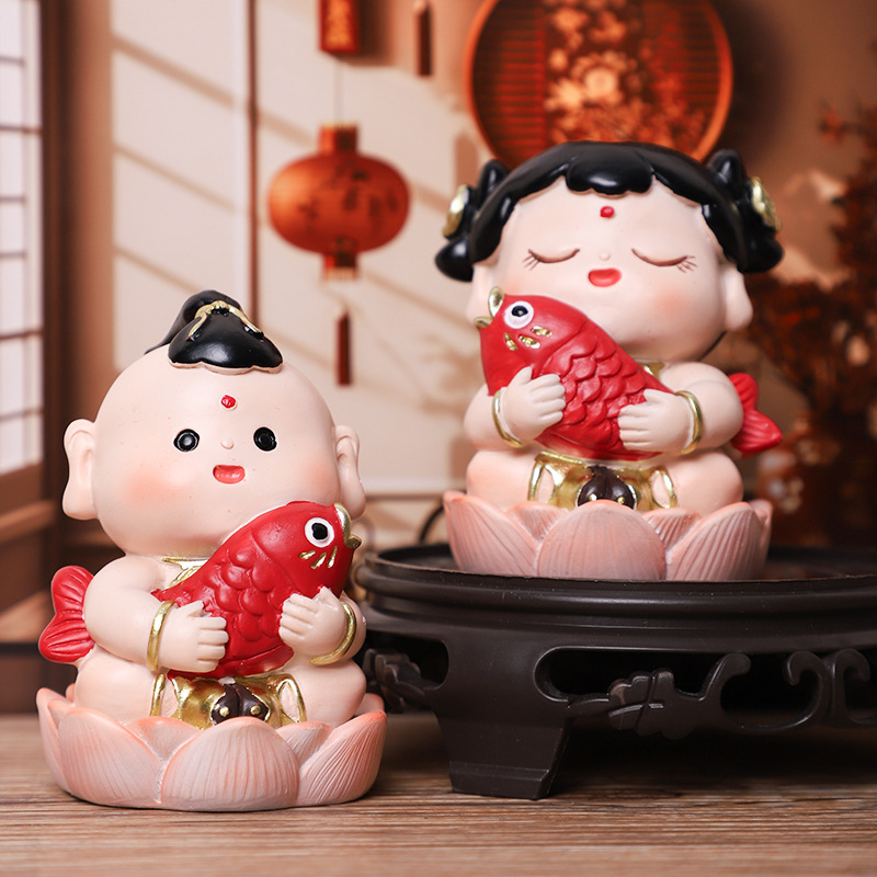 Cute sweet boy resin small decoration home office desktop decoration car national fashion doll decoration - Image 3