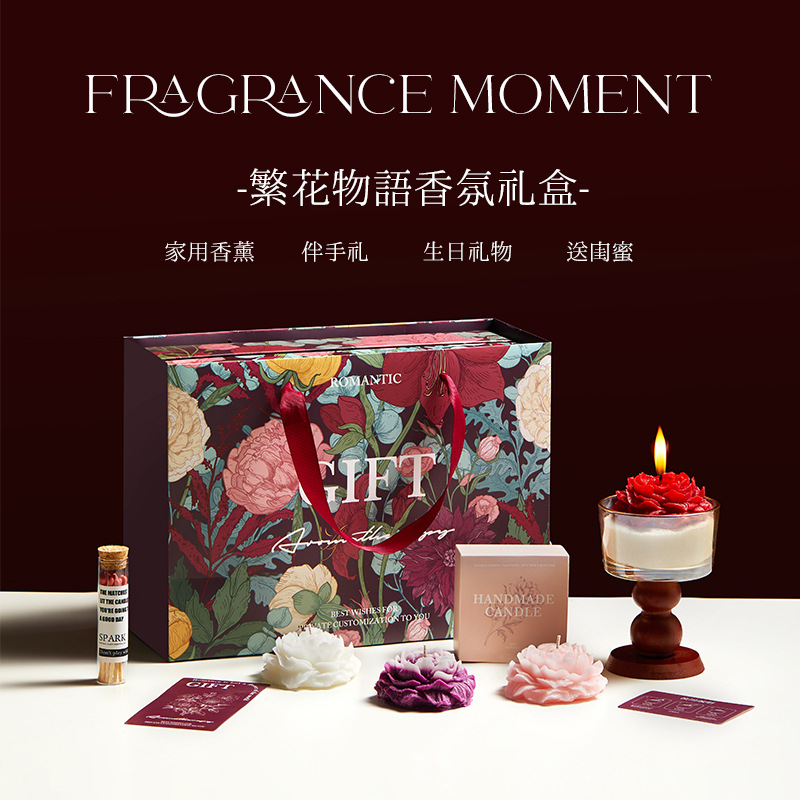 Elegant Floral Story New Mother's Day Opening Aromatherapy Candle Gift Box for Women's Birthday and High-End Wedding Favors - Image 2