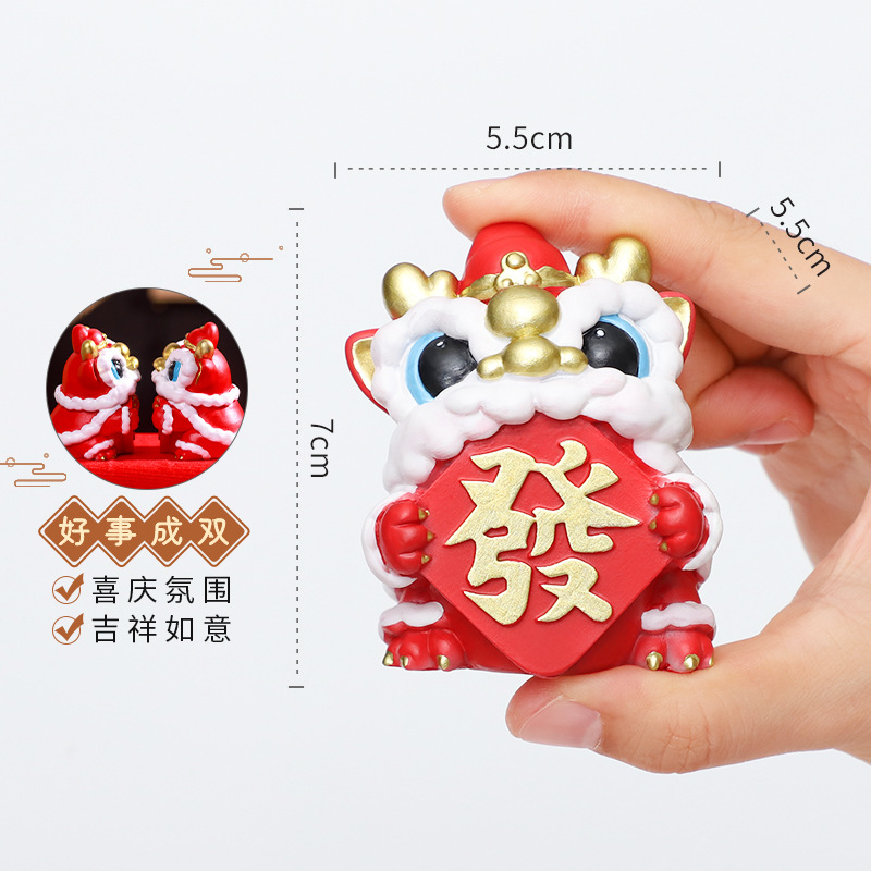 Cute Dragon Dance Resin Small Ornaments Cartoon Lion Awakening Desktop Decoration Ornaments Cultural and Creative Mascot Hand-Made Office Gifts - Image 4