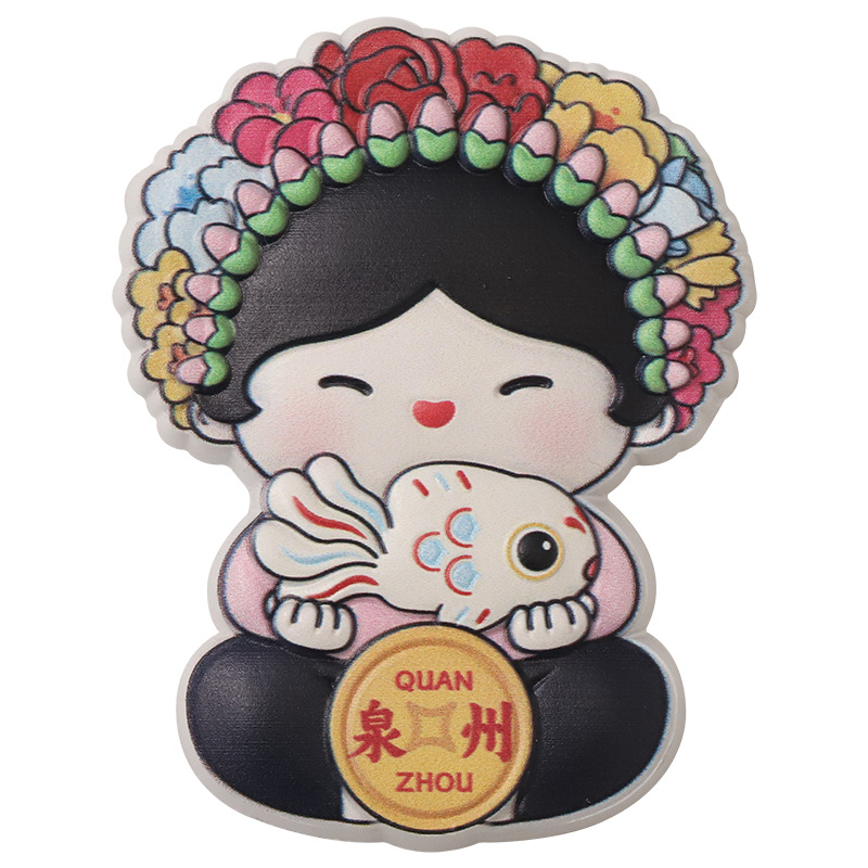 Minnan Cultural and Creative Tang Xiaoyuan Flower Girl Resin Refrigerator Magnet Decoration Resin Magnet Quanzhou Cultural Tourism Souvenir Gift - Image 5