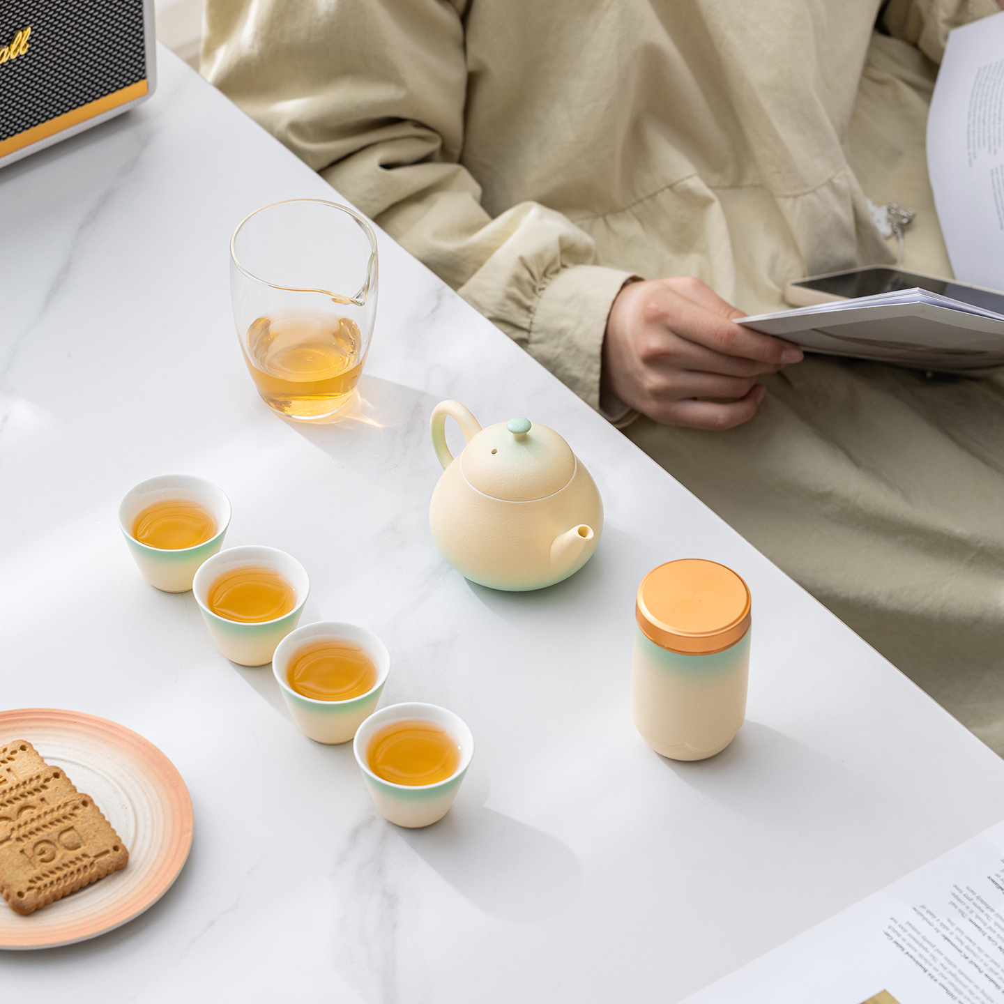 Gradient Ceramic Tea Set Gift Set for Elders and Leaders, Company Meeting Souvenirs, Gift Box with Logo Options - Image 2