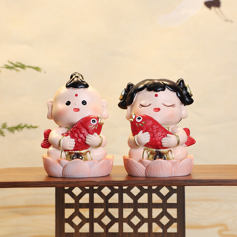 Cute sweet boy resin small decoration home office desktop decoration car national fashion doll decoration - Image 2