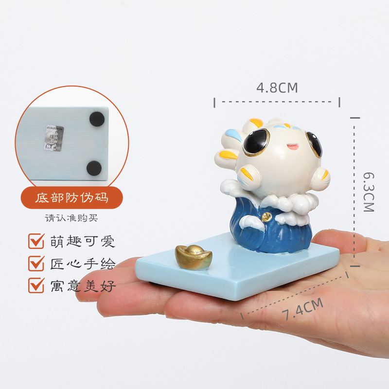 Quanzhou Cultural and Creative Dizi Water Beast Phone Stand Desktop Decoration Resin Small Ornament Gift - Image 4