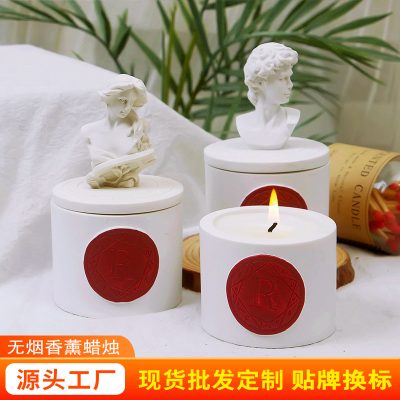 Statue Cup Scented Candle Wholesale Essential Oil Fragrance Ornaments Bedroom Soy Wax Scented Candle Gift Accompanying Gift Box