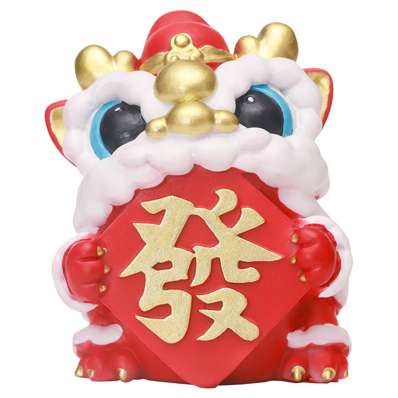 Cute Dragon Dance Resin Small Ornaments Cartoon Lion Awakening Desktop Decoration Ornaments Cultural and Creative Mascot Hand-Made Office Gifts - Image 5