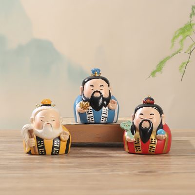Chinese-Style Three-Clear Gods Resin Ornaments Creative Office Desk Decoration Small Ornaments Travel Cultural and Creative Souvenirs Gifts