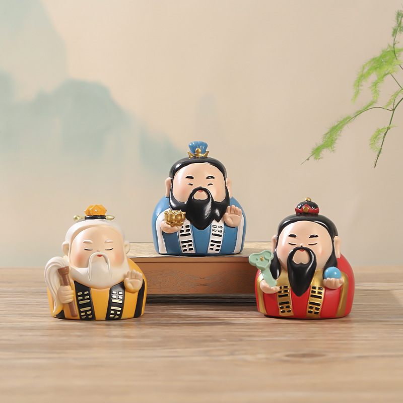 Chinese-Style Three-Clear Gods Resin Ornaments Creative Office Desk Decoration Small Ornaments Travel Cultural and Creative Souvenirs Gifts