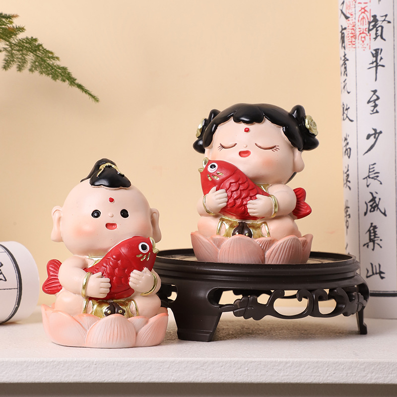 Cute sweet boy resin small decoration home office desktop decoration car national fashion doll decoration