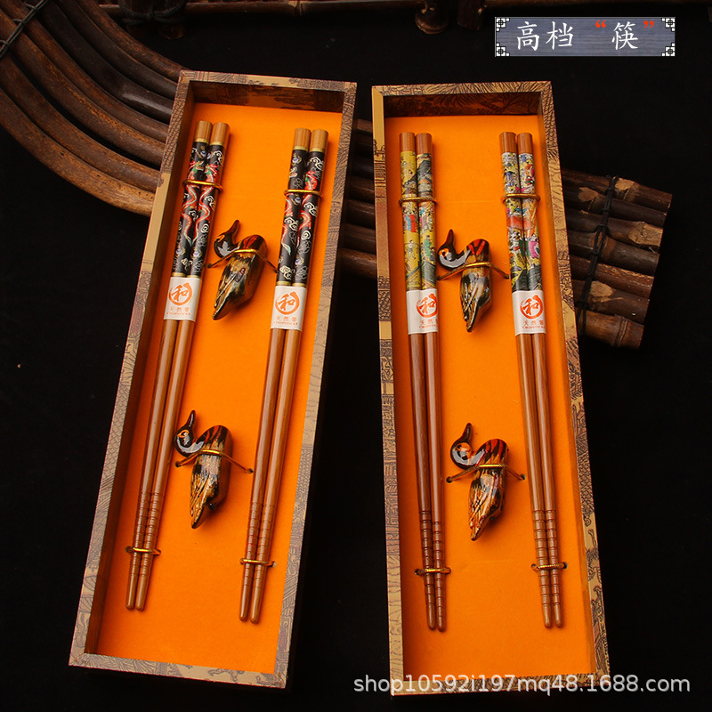 Bamboo Chopsticks Gift Box Set Chinese Style Retro Gift Cultural Creative National Trend Special Gift for Foreigners Solid Wood Chinese Style Gift
