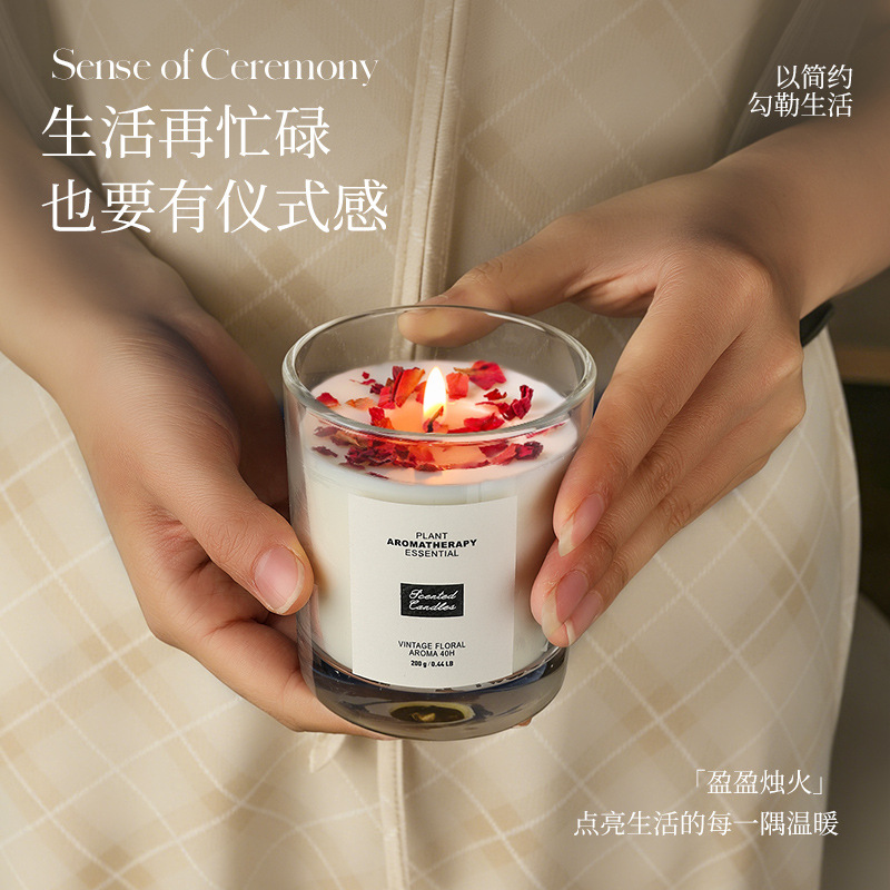 Aromatherapy Candles with a Long-Lasting Scent for Indoor Use, Made from Soy Wax and Dried Flowers, Suitable for Weddings and Birthdays, Wholesale and Custom-Made - Image 4