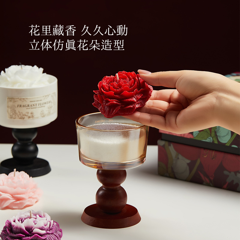 Elegant Floral Story New Mother's Day Opening Aromatherapy Candle Gift Box for Women's Birthday and High-End Wedding Favors - Image 3