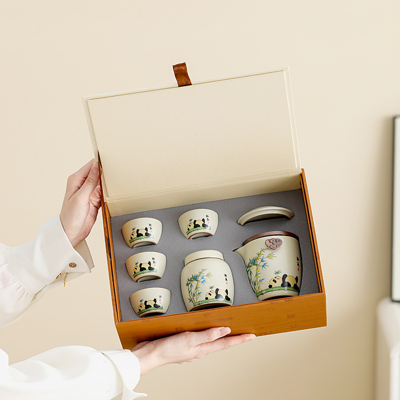 Forbidden City National Trend Cultural and Creative Tea Set Gift Box Light Luxury High-End Ru Porcelain Quick Cup Practical Business Gift Souvenir